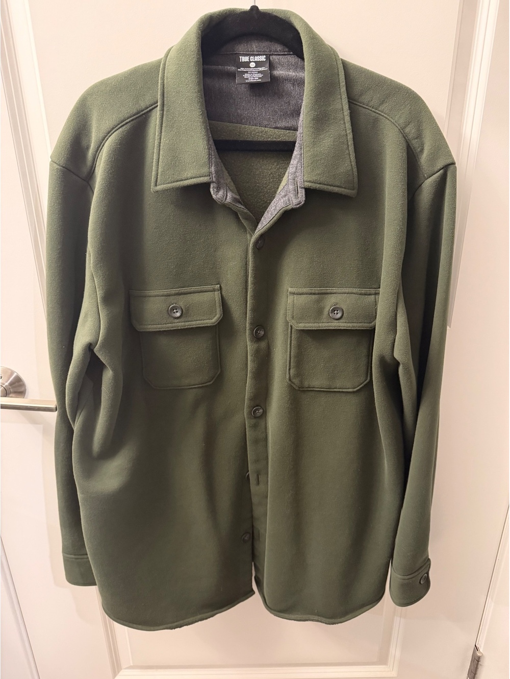 True Classic Men’s Olive Fleece Shirt Jacket Shacket 2XL